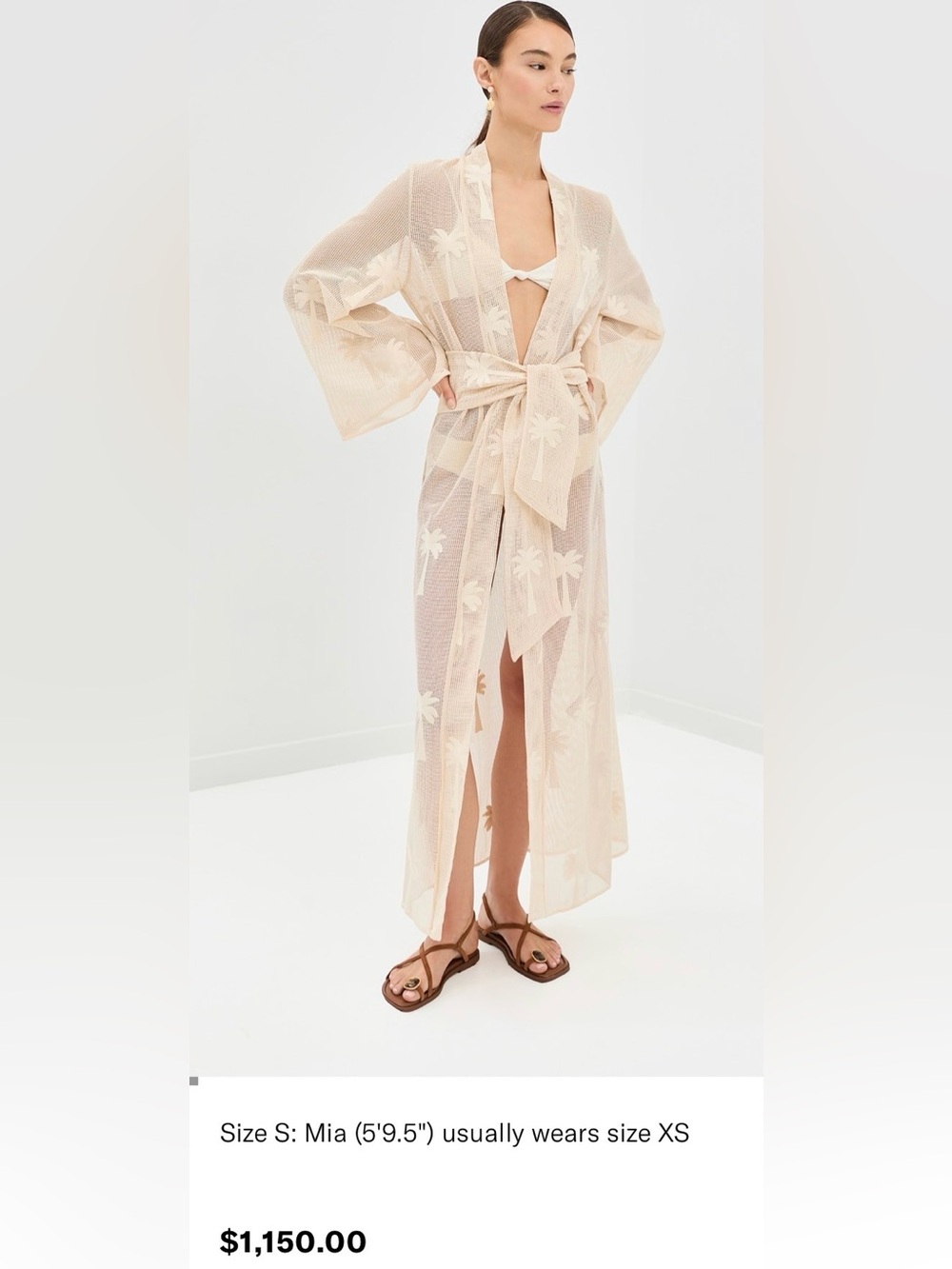 Johanna Ortiz Ecru Mesh Palm & Soul Kimono